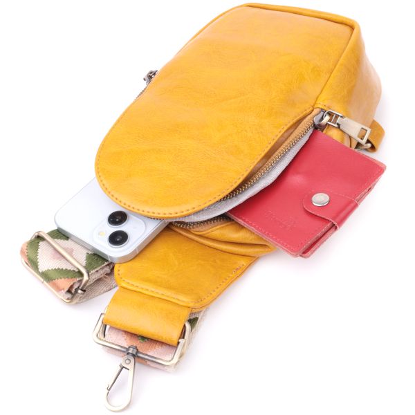 Удобная женская слинг сумка через плечо из экокожи Vintage sale_15118 Желтый