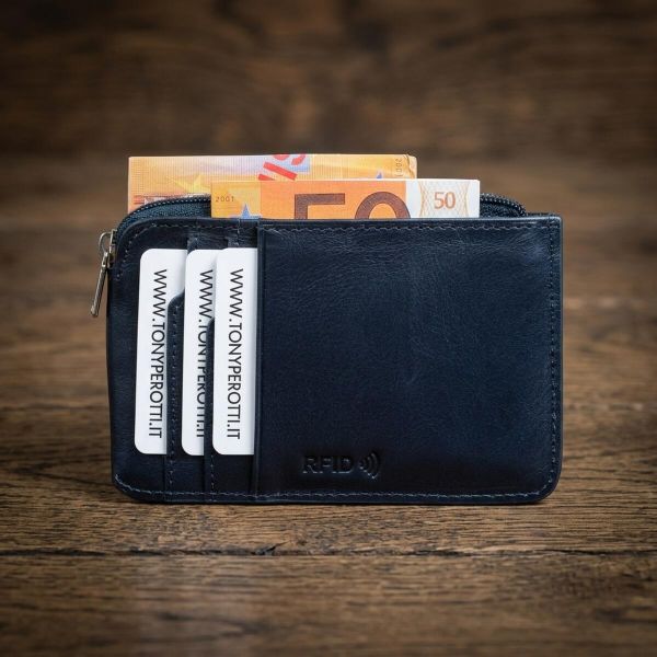 Кредитница с RFID Tony Perotti из натуральной кожи Nevada 3825 (90558) Синяя