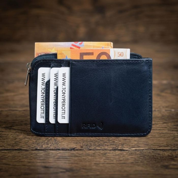 Кредитница с RFID Tony Perotti из натуральной кожи Nevada 3825 (90558) Синяя