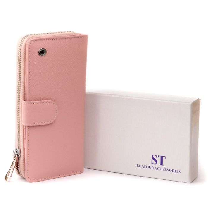 Вертикальный вместительный кошелек из кожи женский ST Leather 19303 Розовый