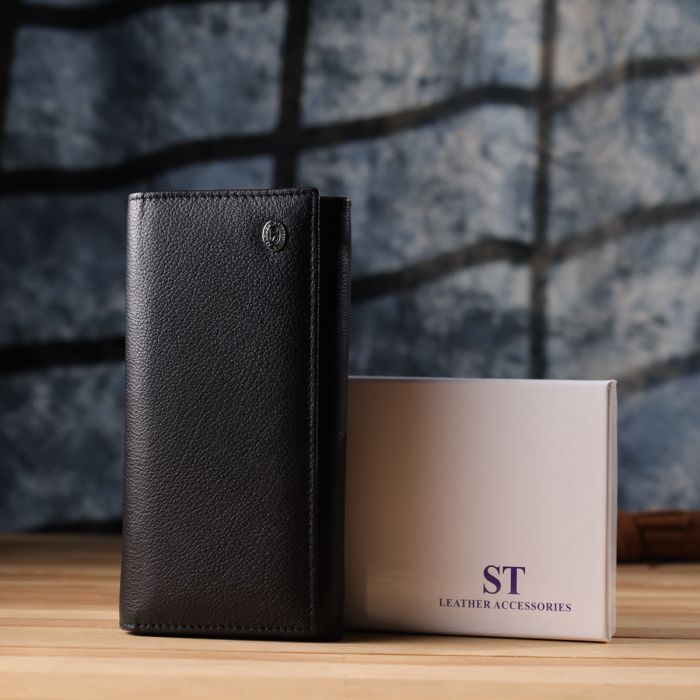 Функциональный женский кошелек на магнитах из натуральной кожи ST Leather 23112 Черный