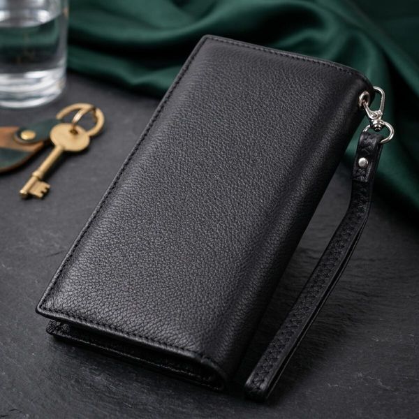 Вертикальний гаманець-клатч унісекс із натуральної шкіри ST Leather 22532 Чорний