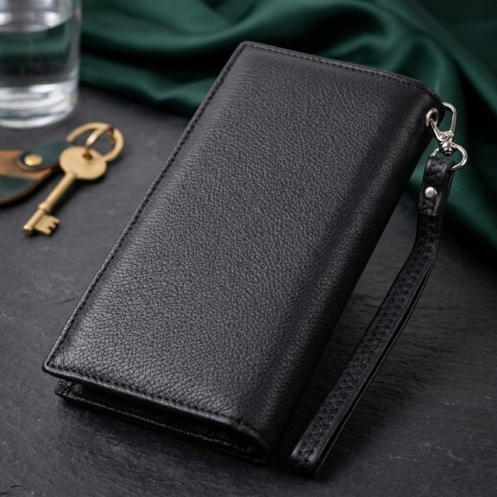 Вертикальний гаманець-клатч унісекс із натуральної шкіри ST Leather 22532 Чорний