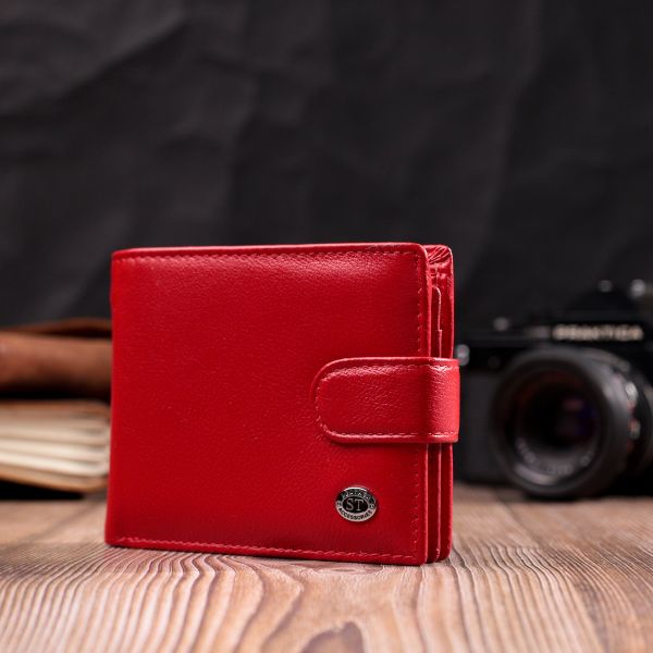 Яркое женское портмоне с блоком для карт из натуральной кожи ST Leather 19471 Красный