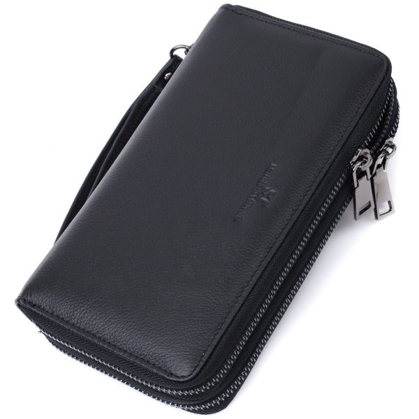 Мужской кожаный клатч для карт купюр и документов ST Leather 22684 Черный