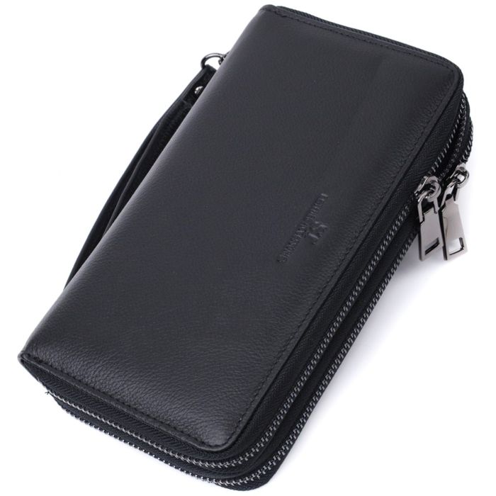 Мужской кожаный клатч для карт купюр и документов ST Leather 22684 Черный