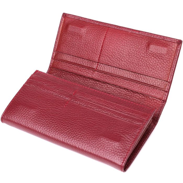 Практичный вертикальный кошелек из натуральной кожи ST Leather 23085 Бордовый