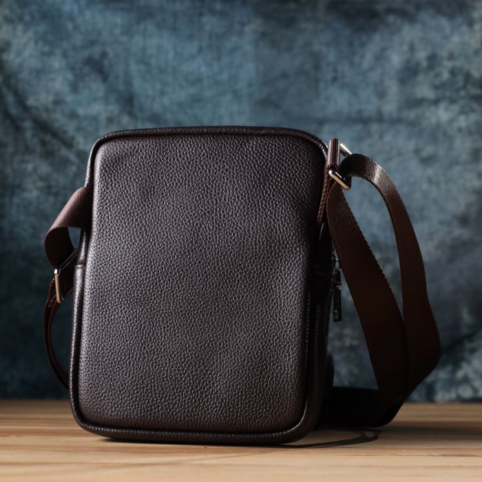 Мужская вертикальная сумка из натуральной кожи Vintage 22863 Коричневый
