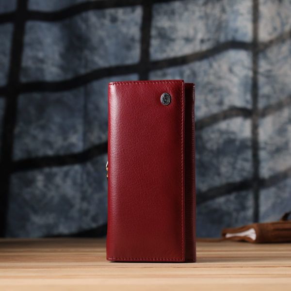 Элегантный кошелек для женщин с монетницей из натуральной кожи ST Leather 23107 Бордовый