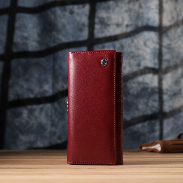 Элегантный кошелек для женщин с монетницей из натуральной кожи ST Leather 23107 Бордовый