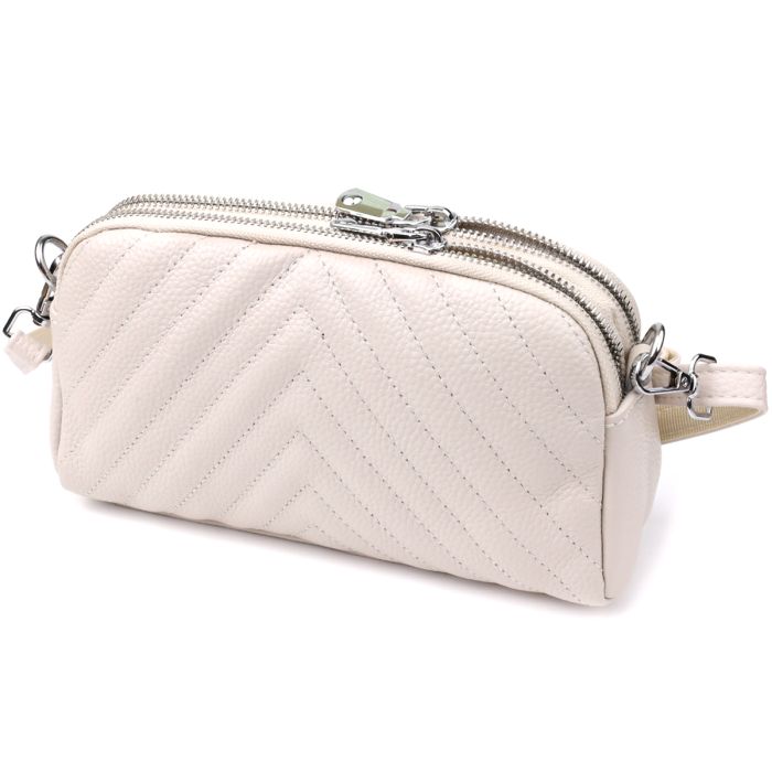 Модная сумка прошита треугольниками из натуральной кожи Vintage 22910 Белый
