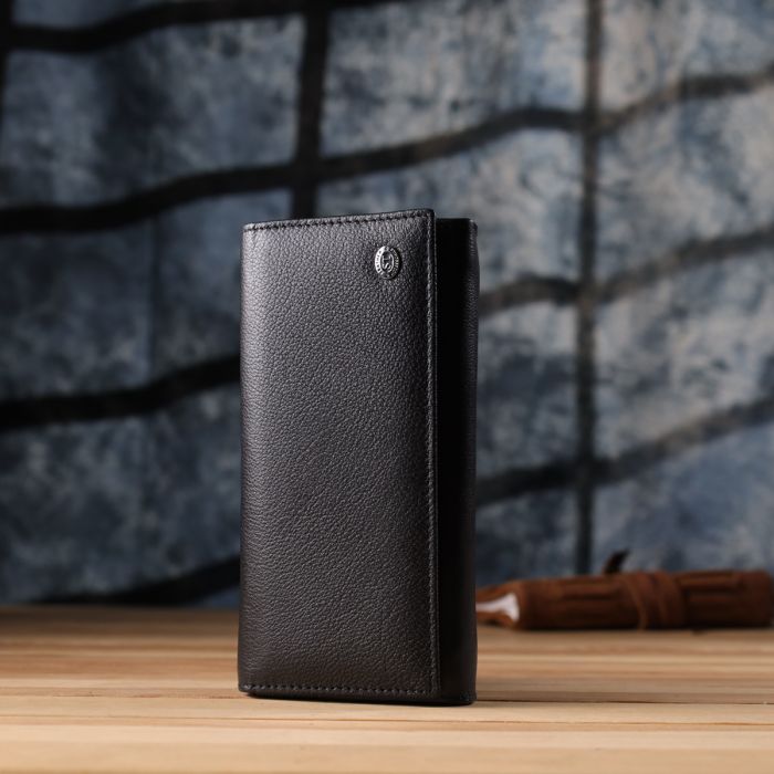 Функциональный женский кошелек на магнитах из натуральной кожи ST Leather 23112 Черный
