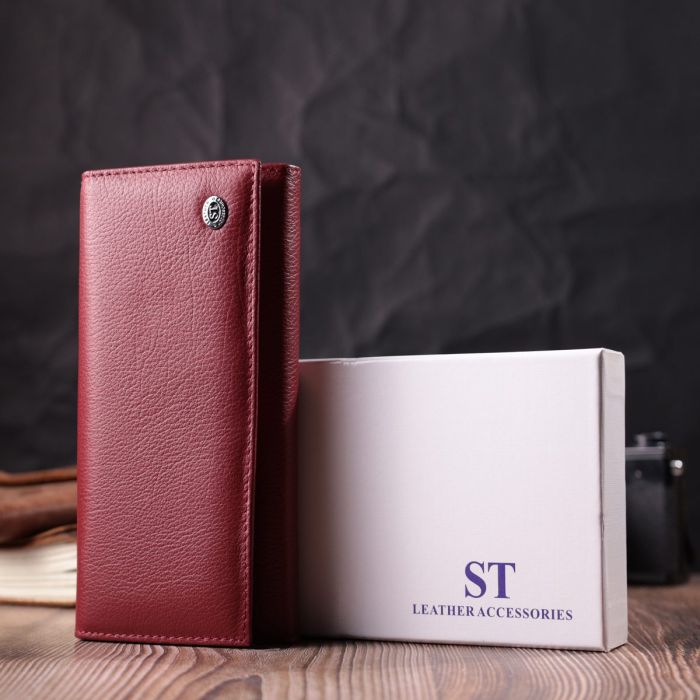 Горизонтальный женский кошелек из натуральной кожи ST Leather 22516 Бордовый