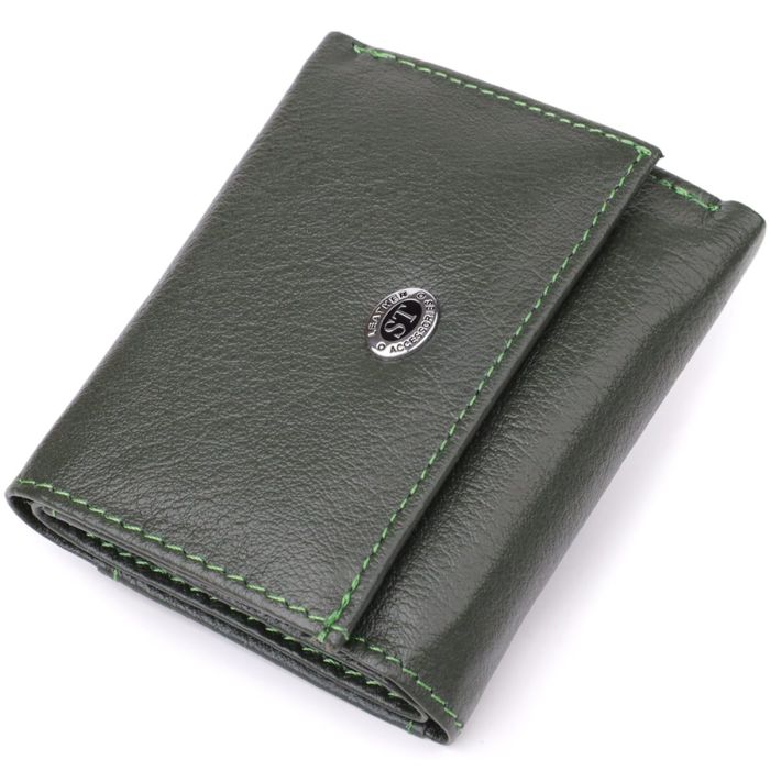 Женский миниатюрный кошелек из натуральной кожи ST Leather 23083 Зеленый