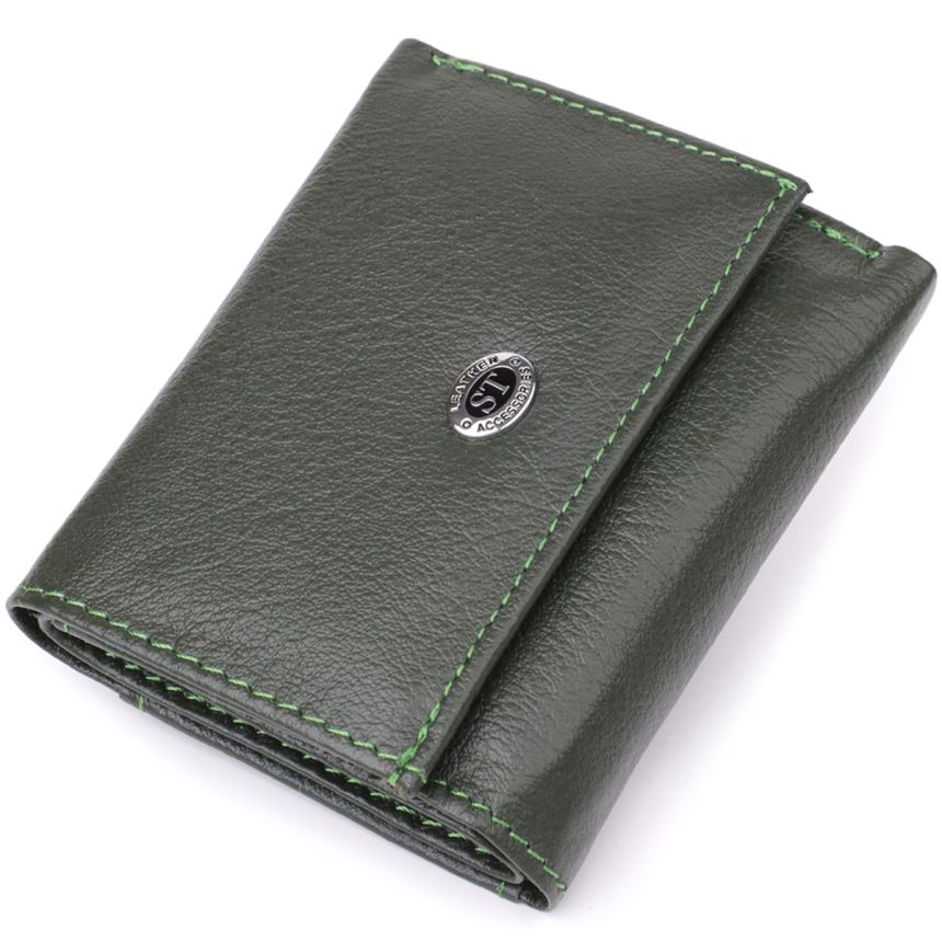 Женский миниатюрный кошелек из натуральной кожи ST Leather 23083 Зеленый