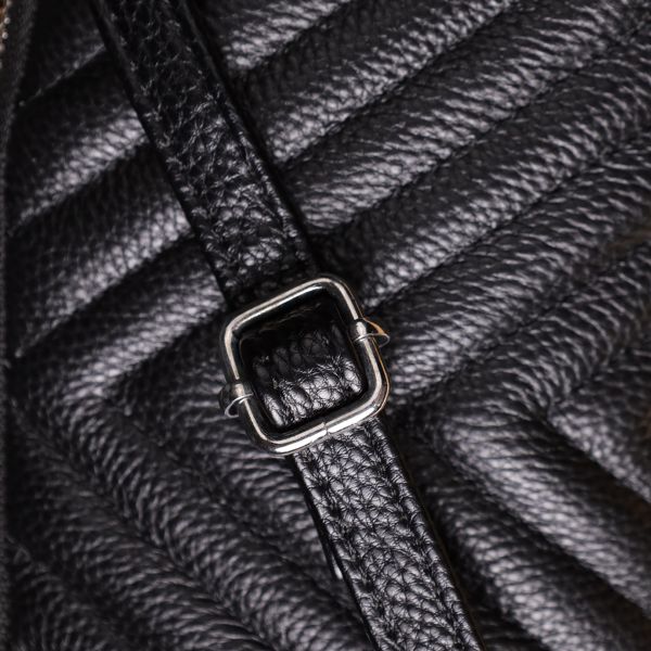 Сумка прошита треугольниками из натуральной кожи Vintage 22909 Черный