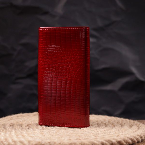 Яркий женский кошелек из лакированной кожи с визитницей ST Leather 19405 Красный