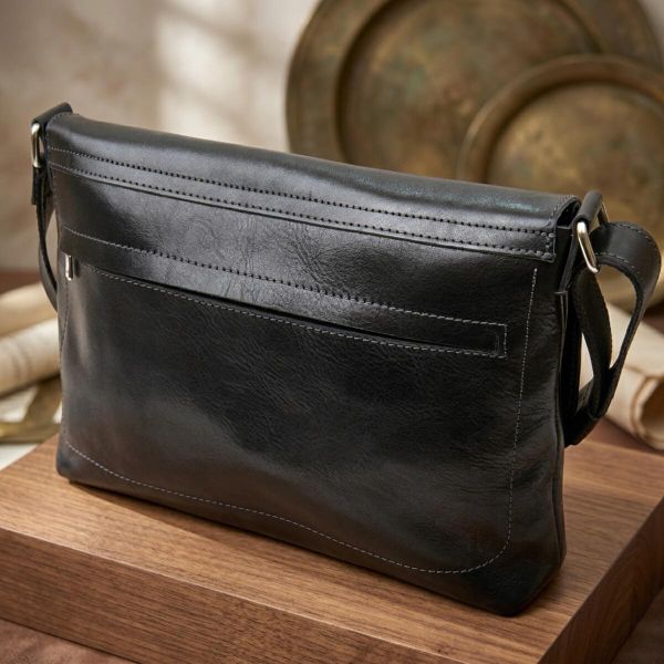 Кожаная мужская прямоугольная сумка GRANDE PELLE 11429 Черный