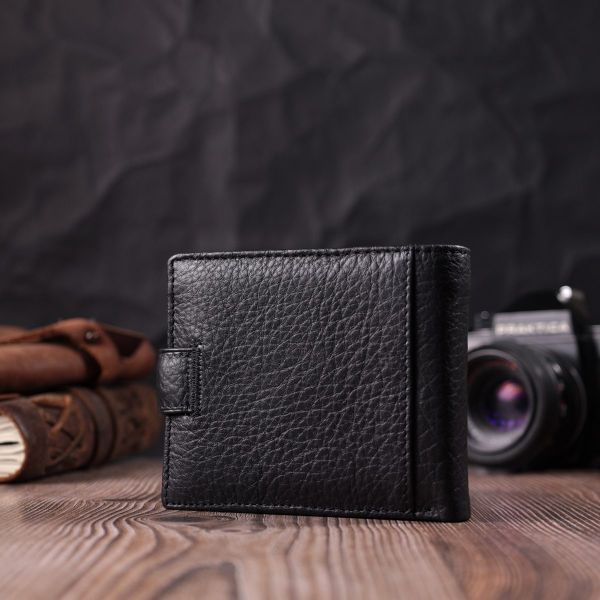 Мужской бумажник удобного размера из натуральной кожи ST Leather 22471 Черный