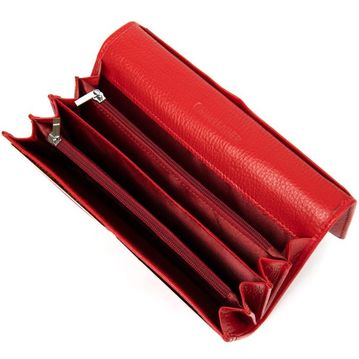 Женский кожаный кошелек для карт купюр и монет ST Leather 19376 Красный