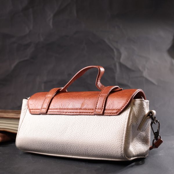 Оригинальная женская сумка в винтажном стиле из натуральной кожи Vintage 22350 Белая