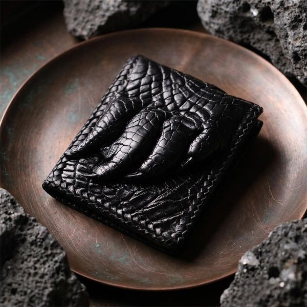Портмоне CROCODILE LEATHER 18004 из натуральной кожи крокодила Черное