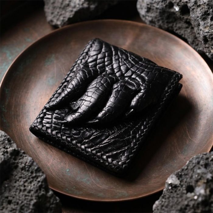 Портмоне CROCODILE LEATHER 18004 из натуральной кожи крокодила Черное