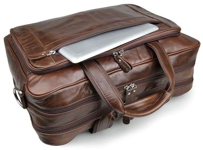 Сумка мужская Vintage 14371 для ноутбука 17 дюймов Коричневая