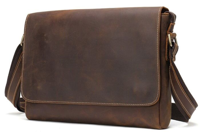 Сумка мужская crazy horse Vintage 14780 Коричневая