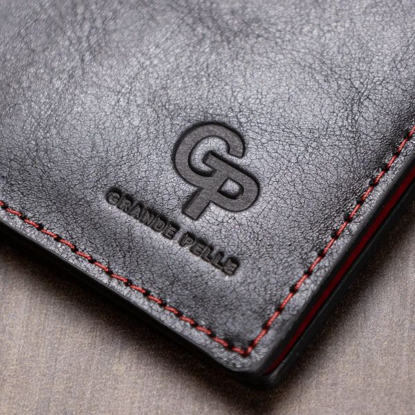 Кожаный стильный зажим для денег унисекс GRANDE PELLE 11541 Черный