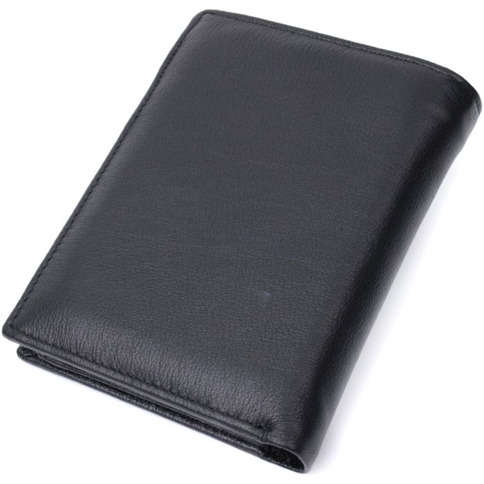 Мужское кожаное портмоне для карт купюр и монет ST Leather 22733 Черное