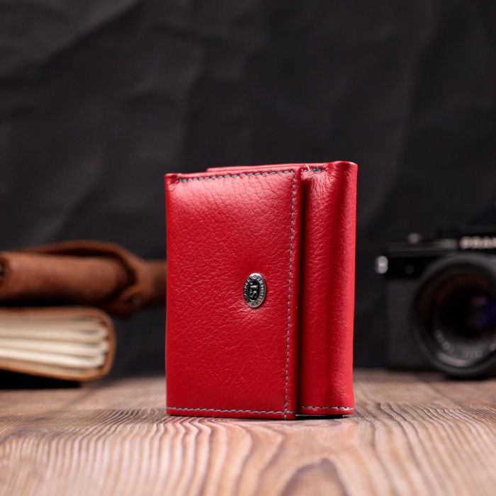 Яркий маленький кошелек для женщин из натуральной кожи ST Leather 19502 Красный