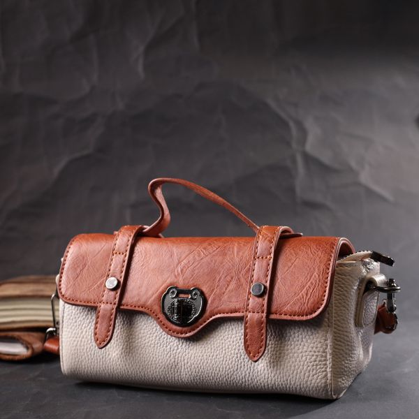 Оригинальная женская сумка в винтажном стиле из натуральной кожи Vintage 22350 Белая