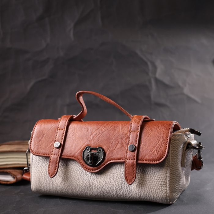 Оригинальная женская сумка в винтажном стиле из натуральной кожи Vintage 22350 Белая