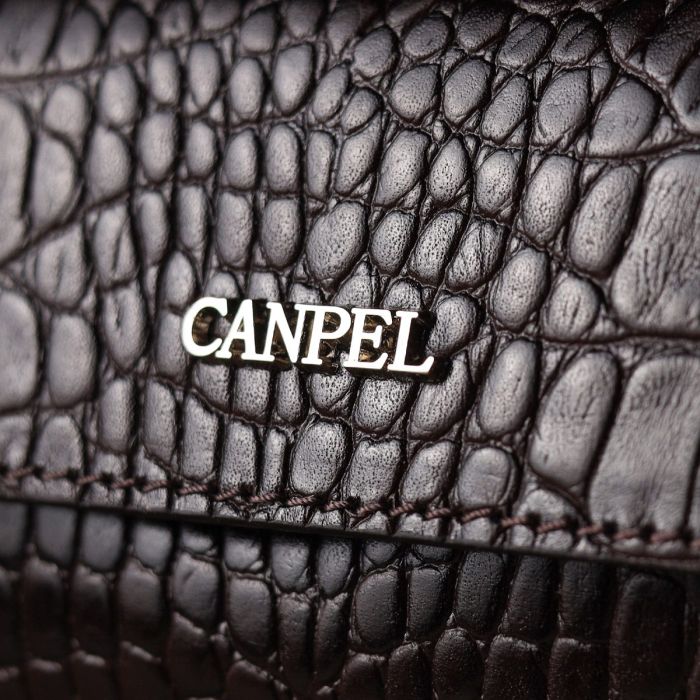 Удобный клатч для мужчин из натуральной фактурной кожи с тиснением под крокодила CANPELLINI 21561 Коричневый