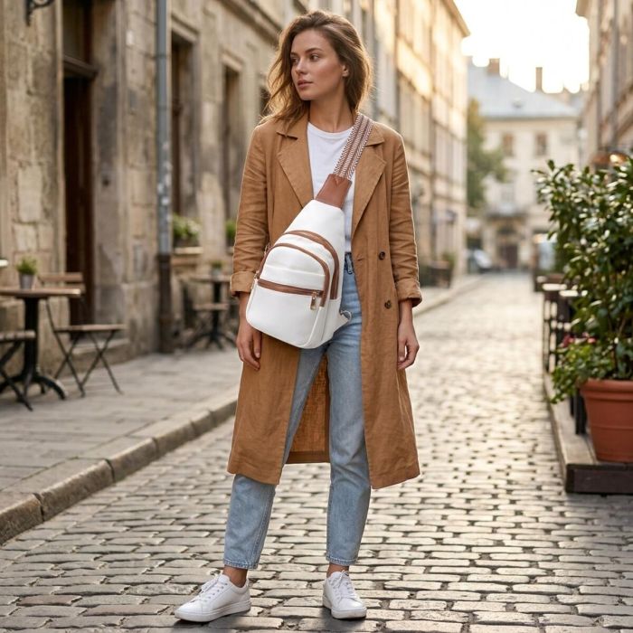 Стильна сумка жіноча з однією лямкою через плече з екошкіри Vintage 22757 Білий