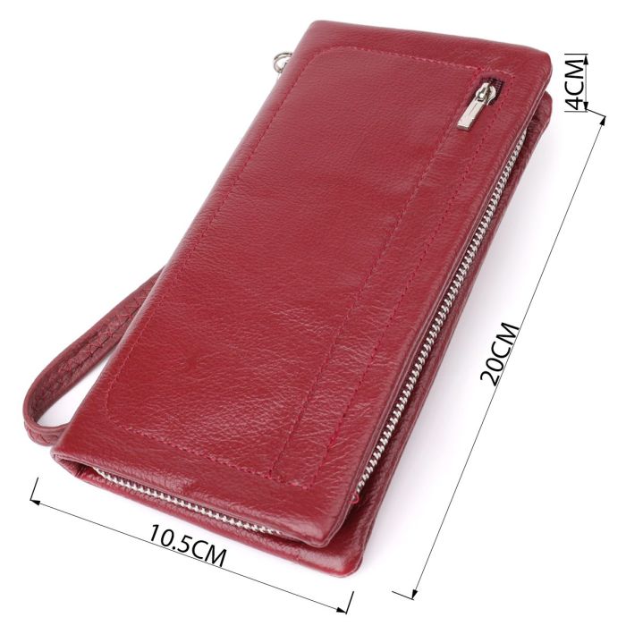 Кожаный женский кошелек-клатч с отделением под телефон ST Leather 23102 Бордовый