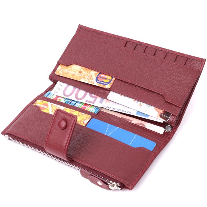 Вертикальный женский кошелек-клатч из натуральной кожи ST Leather 22535 Бордовый