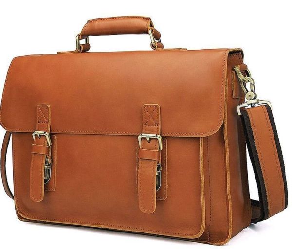 Кожаный портфель матовый Vintage 14937 Рыжий