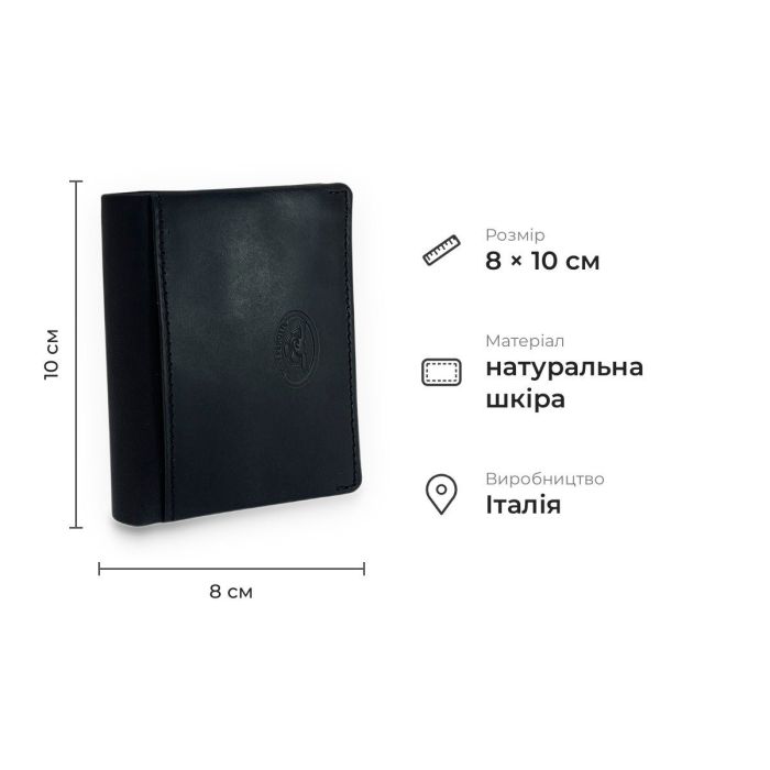 Компактна кредитниця з гладкої натуральної шкіри Tony Perotti 20924_1 (1034n nero) Чорний