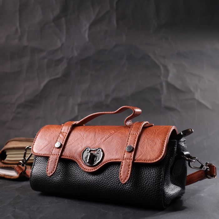 Женская сумка в винтажном стиле из натуральной кожи Vintage 22349 Черная