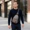 Мужская текстильная сумка через плечо с уплотненной спинкой Vintagе 22173 Серый