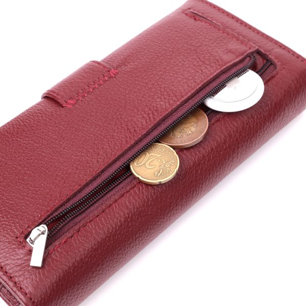 Кошелек для женщин на четыре отделения для купюр из натуральной кожи ST Leather 22550 Бордовый