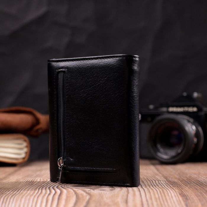 Женский симпатичный кошелек с монетницей из натуральной кожи ST Leather 19494 Черный