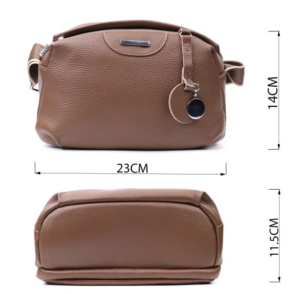 Модная сумка на каждый день с двумя отделениями из натуральной кожи Vintage 22596 Коричневый