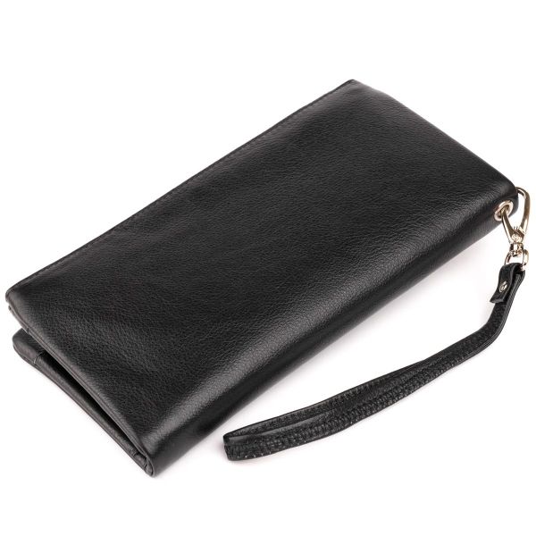 Кошелек-клатч из кожи с карманом для мобильного ST Leather 19310 Черный