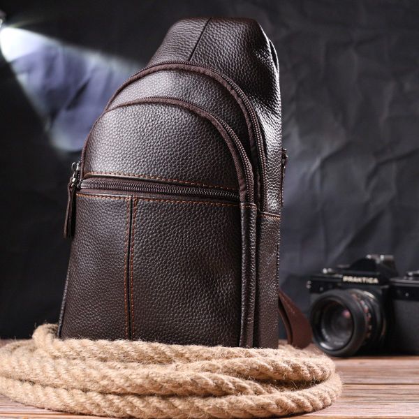 Удобная мужская сумка через плечо из натуральной кожи 21308 Vintage Коричневая