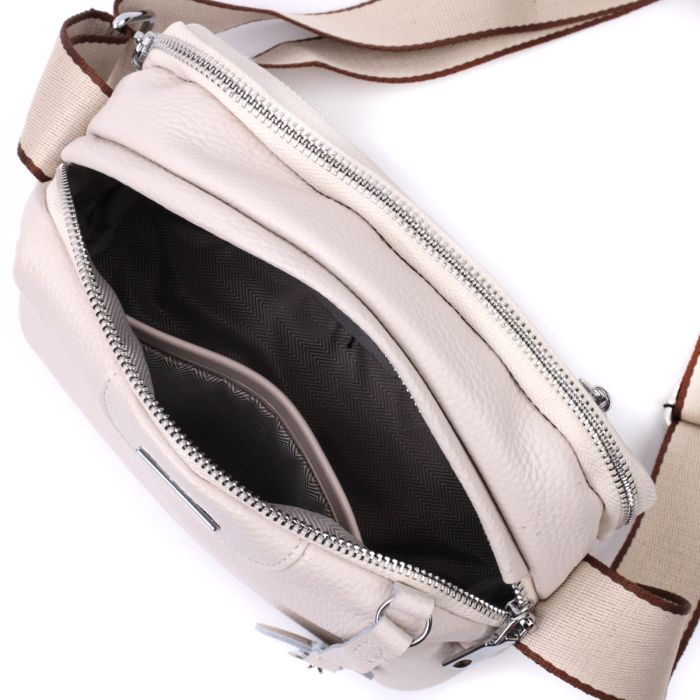 Элегантная сумка на два отделения из натуральной кожи Vintage 22593 Белый