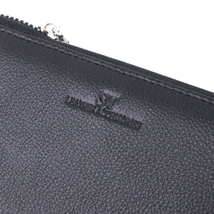 Красивый клатч унисекс на одно отделение из натуральной кожи ST Leather 22697 Черный