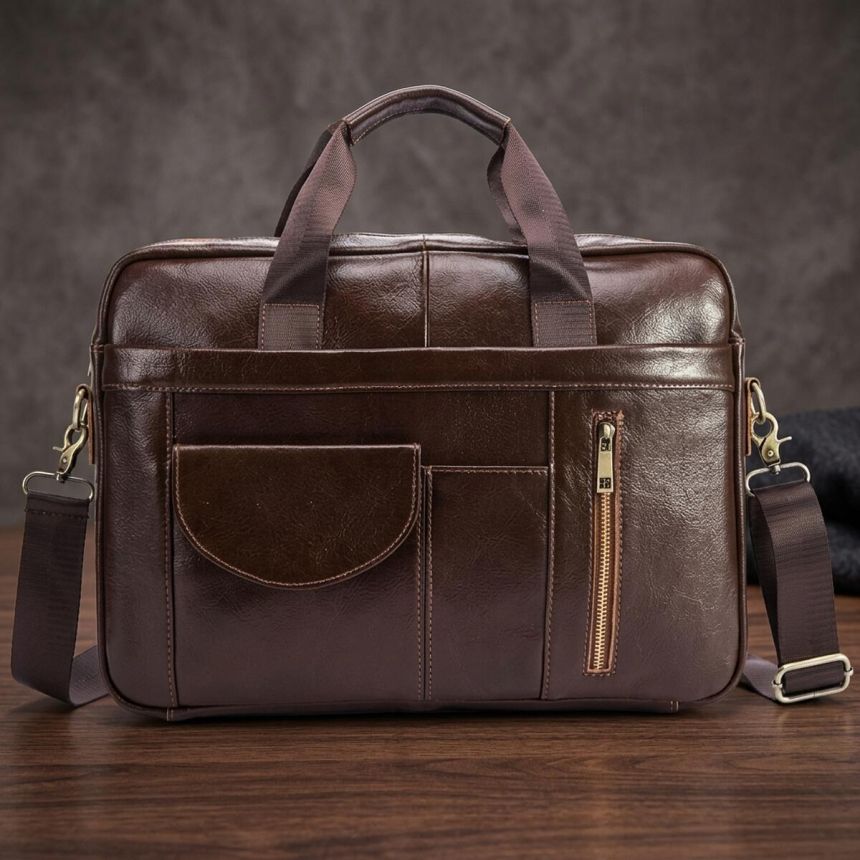 Сумка мужская под ноутбук Vintage 14882 Коричневая
